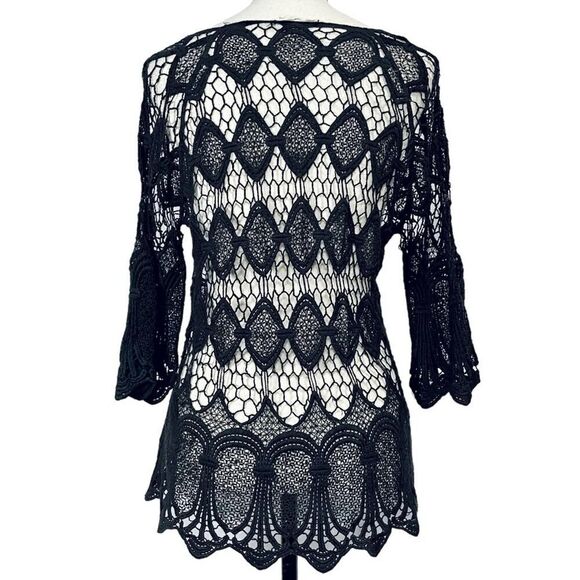 ILLA ILLA Crochet Bell Sleeve Cover-up Top Blouse - Picture 6 of 8